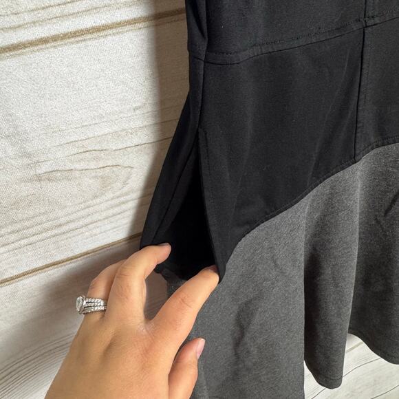 eShakti Black & Gray Color Block Short Sleeve Mini Shirt Dress Size XL - Picture 2 of 10